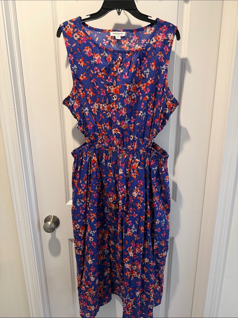 Bright Floral Sleeveless Midi Dress